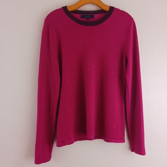 Rachel Roy Metallic Ringer Pullover Sweater Hot Pink size XL - Picture 2 of 8